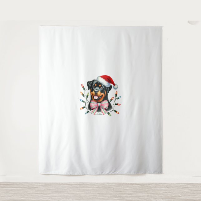 Tapiz Perro Rottweiler con Navidades Coquette Bow (Anverso)
