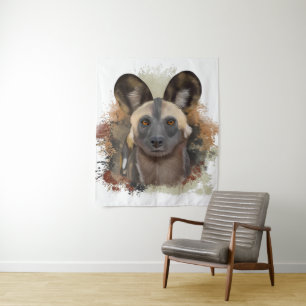 Tapiz Perro salvaje africano   Abstract Paint Splatt