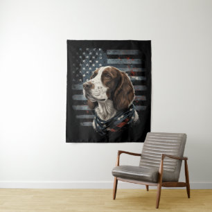 Tapiz Perro Springer Spaniel Bandera Americana