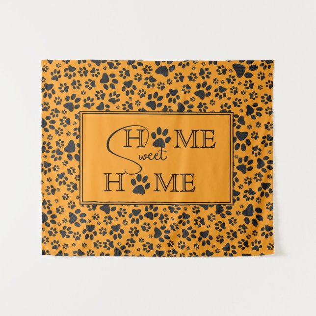 Tapiz Perro traza un punto de polka blanco y negro en da (Anverso (horizontal))