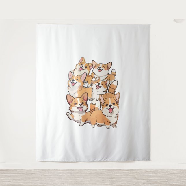 Tapiz Perros felices de Corgi (Anverso)