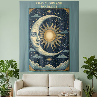 Tapiz Persiguiendo el Sol y la Luz de la Luna Estrellas 
