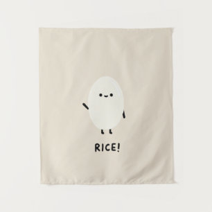 Tapiz personaje de arroz lindo minimalista kawaii divert