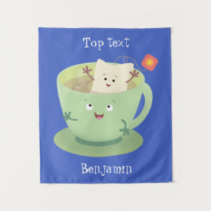 Tapiz Personaje de dibujos animados de taza de bolsita d