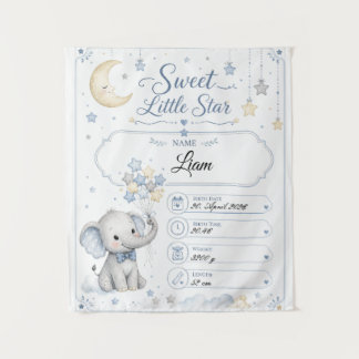 Tapiz Personalisierbare Baby Geburtstafel mit Elefant