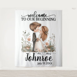 Tapiz Personalizable Boda de fondo caprichoso