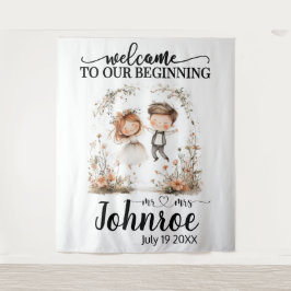 Tapiz Personalizable Boda de fondo caprichoso