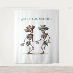 Tapiz Personalizable de esqueletos bailarines de Dia de