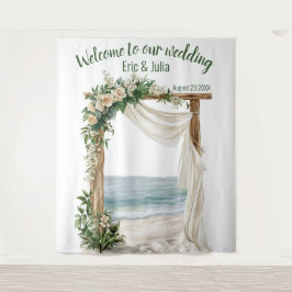 Tapiz Personalizable Elegant Beach Wedding Backdrop