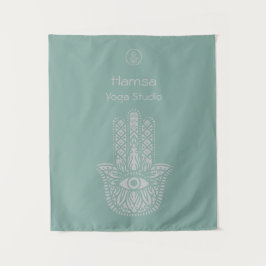 Tapiz Personalizable Hamsa del Estudio de Yoga Verde Sea