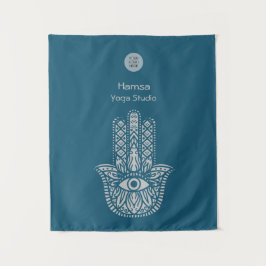Tapiz Personalizable Hamsa, estudio de yoga verde verde