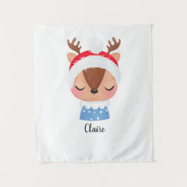 Tapiz Personalización de Navidades durmiendo cara de ren