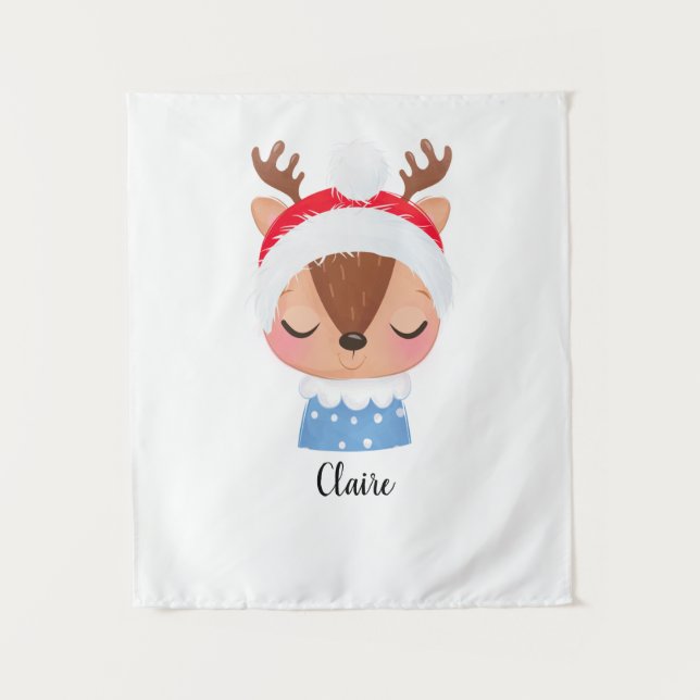 Tapiz Personalización de Navidades durmiendo cara de ren (Anverso)