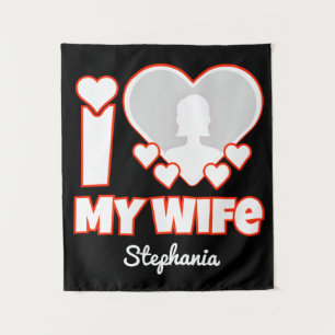 Tapiz Personalizado Amo A Mi Esposa - Añadir Nombre y Fo