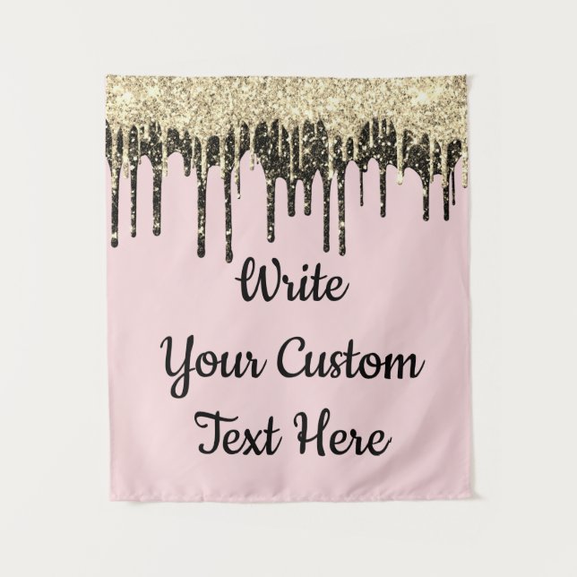 Tapiz Personalizado Aniversario Negro Rosa - Fondo de fo (Anverso)