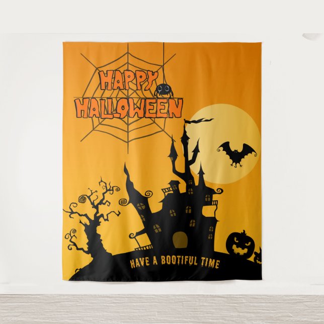 Tapiz Personalizado atormentado Mansión Halloween (Anverso)