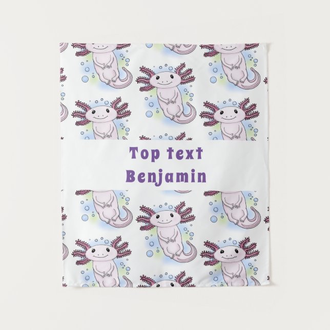 Tapiz Personalizado axolotópico rosa adorable (Anverso)