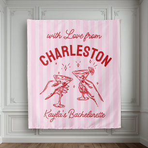 Tapiz Personalizado Bachelorette Pastel Stripes Martini