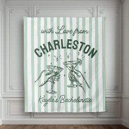 Tapiz Personalizado Bachelorette Pastel Stripes Martini