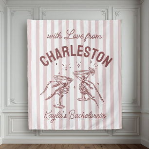 Tapiz Personalizado Bachelorette Pastel Stripes Martini 