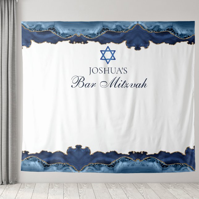 Tapiz Personalizado Bar Mitzvah Fiesta Navy cuerpo fotog (Subido por el creador)