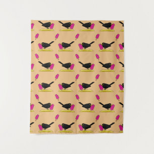 Tapiz Personalizado Blackbird Comer Un Patrón De Helado 