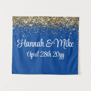 Tapiz Personalizado Blue Gold Boda Fondo de foto de Boot