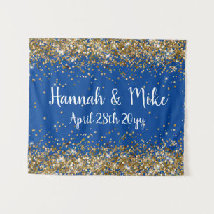 Tapiz Personalizado Blue Gold Boda Fondo de foto de Boot