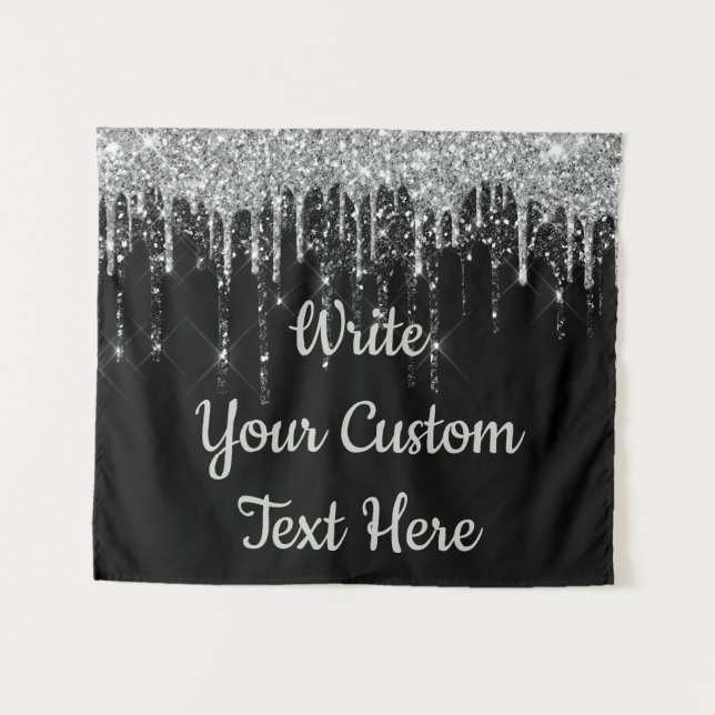 Tapiz Personalizado Boda de Plata Negra Fondo de Cumplea (Anverso (horizontal))