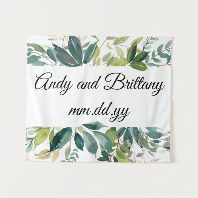 Tapiz Personalizado Boho Booth Fall Wedding Photo Booth (Anverso (horizontal))