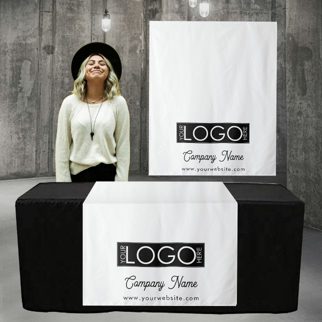 Tapiz Personalizado Business Logo Table Runner Banner Re (Custom Business Logo Table Runner Banner Retro Tapestry)