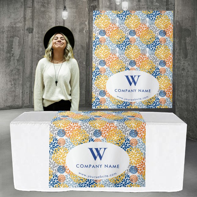 Tapiz Personalizado Business Table Runner Banner Floral (Custom Business Table Runner Banner Floral Tapestry)