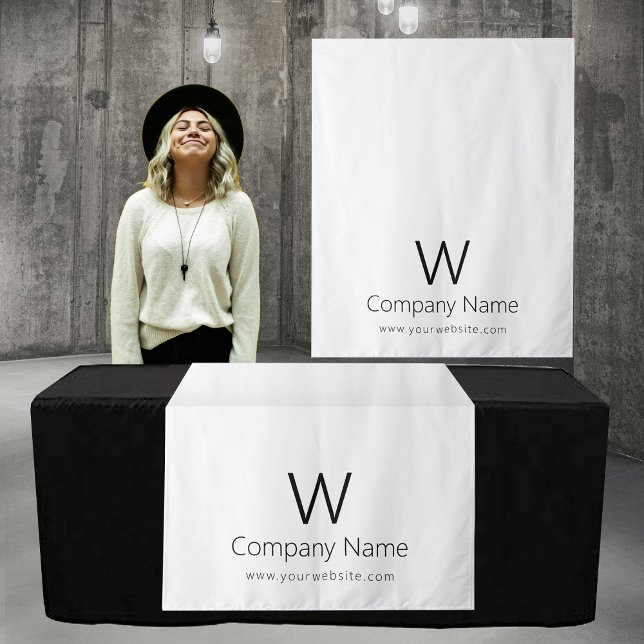 Tapiz Personalizado Business Table Runner Banner White S (Custom Business Table Runner Banner White Simple Tapestry)