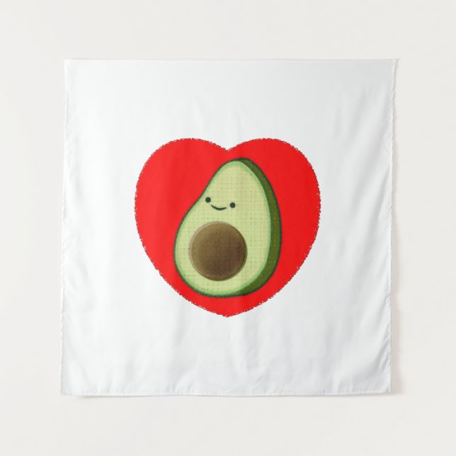 Tapiz Personalizado Cute De Aguacate En El Corazón Rojo (Anverso)