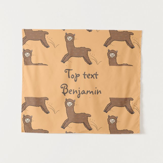 Tapiz Personalizado de alpaca marrón feliz (Anverso (horizontal))