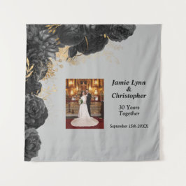 Tapiz personalizado de aniversario de boda floral 