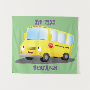 Tapiz Personalizado de autobús escolar alegre y amarillo
