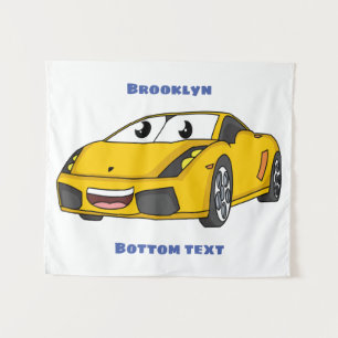 Tapiz Personalizado de coche deportivo amarillo alegre