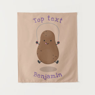 Tapiz Personalizado de cuerda de saltar de patata feliz