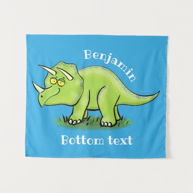 Tapiz Personalizado de dinosaurios de triceratops verde  (Anverso (horizontal))