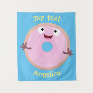 Tapiz Personalizado de donut rosa alegre y brillante