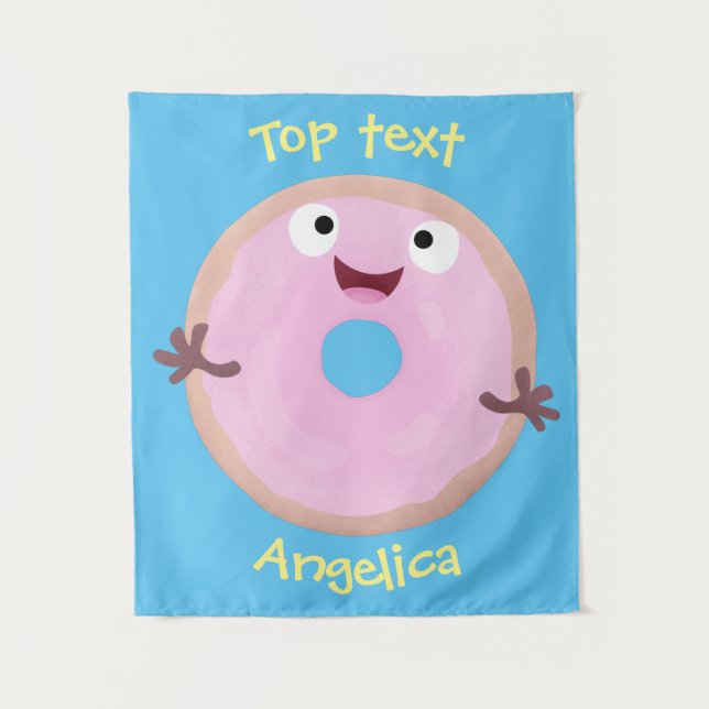 Tapiz Personalizado de donut rosa alegre y brillante (Anverso)