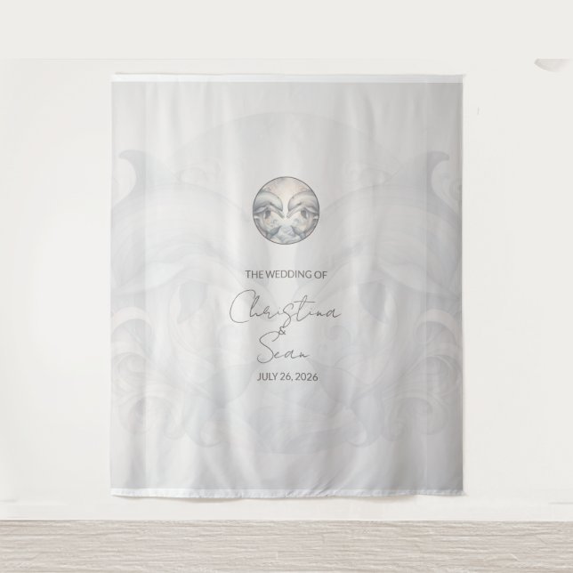 Tapiz Personalizado de fondo boda Dolphin Theme Style 1 (Anverso)