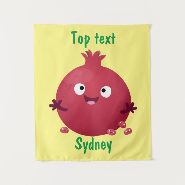 Tapiz Personalizado de frutas pomegranadas alegres (Anverso)