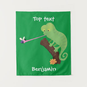 Tapiz Personalizado de lagarto de camaleón verde lindo