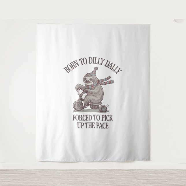 Tapiz Personalizado de motocicletas Lazy Sloth Retro (Anverso)