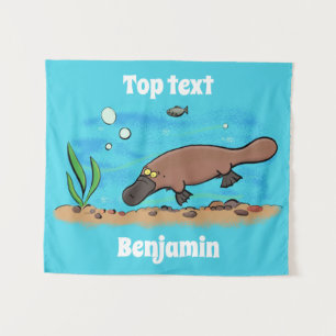 Tapiz Personalizado de natación de Platypus Cute