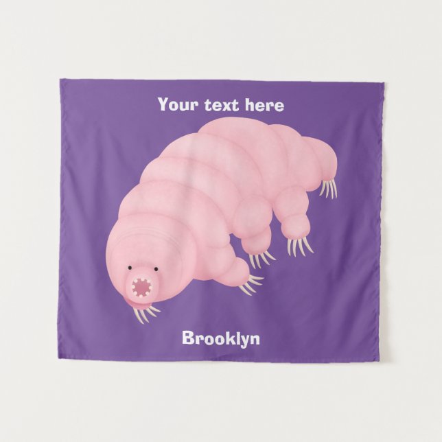 Tapiz Personalizado de oso de agua tardígrado rosa y sua (Anverso (horizontal))