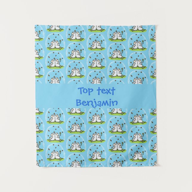 Tapiz Personalizado de ovejas y mariposas (Anverso)