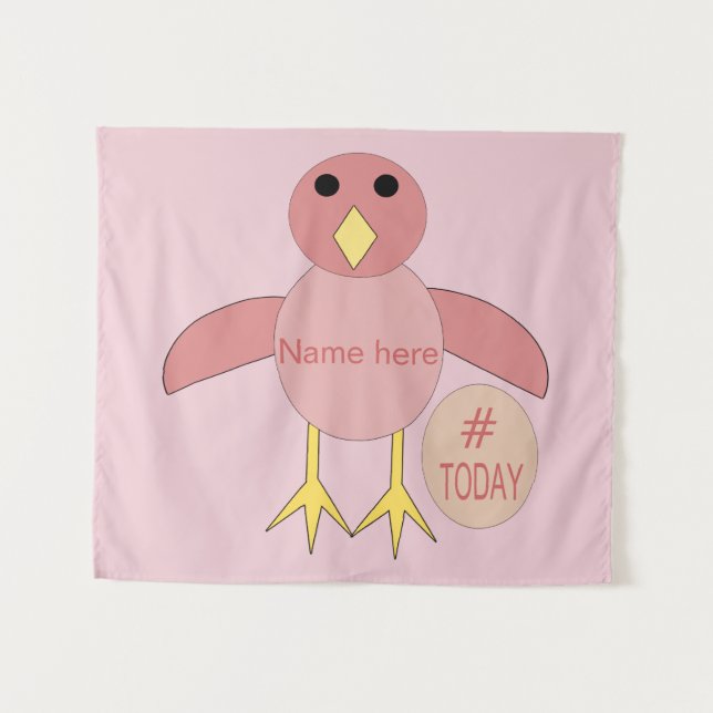 Tapiz personalizado de pollita rosa para cumpleaño (Anverso (horizontal))